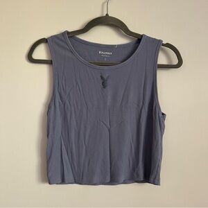 PLAYBOY by PacSun Baby Blue Cropped Tank Top Y2K Logo Graphic Tee-Size Large
